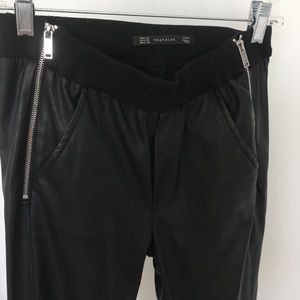 ZARA Black Leather Jogger Pants